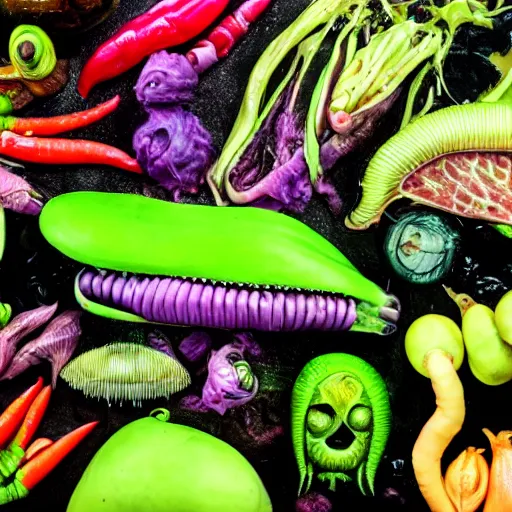 Prompt: photo of alien food