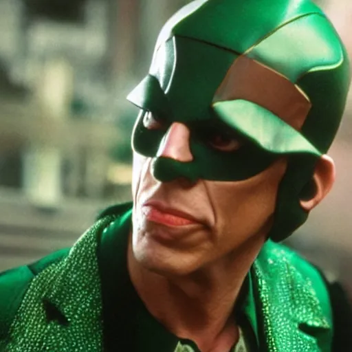 Image similar to Ben Stiller as the Riddler, photo from Batman Forever, detailed, 4k