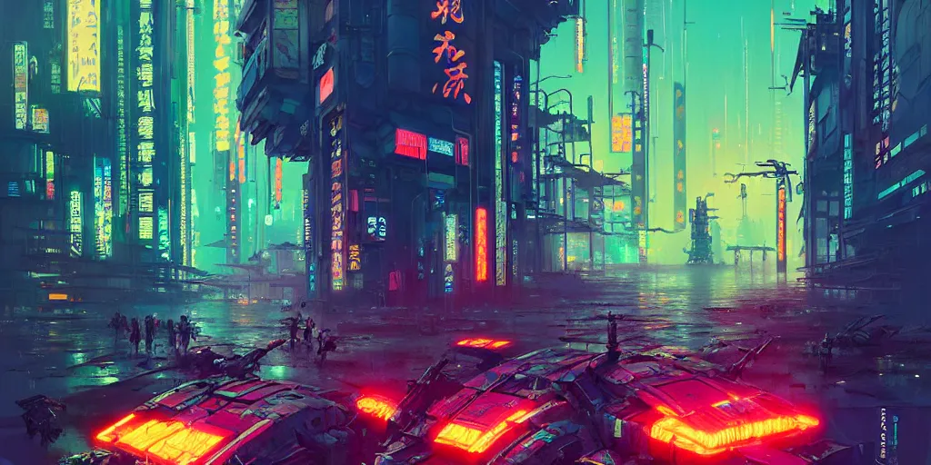 Image similar to concept art of a cyberpunk obon festival, grimy, gritty, blade runner 2 0 4 9, trending on artstation, award winning painting, cgi, art by john berkey and anton fadeev and john howe and simon stalenhag and greg rutkowski