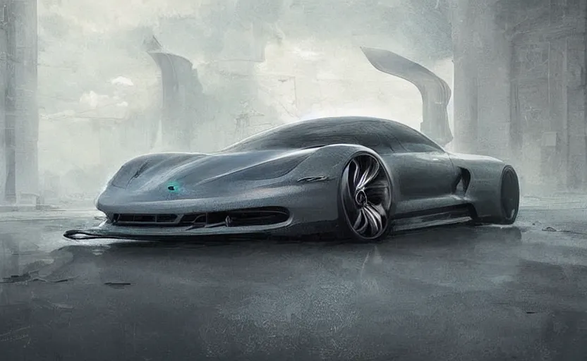 Image similar to concept car by porsche and airbus , digital art, ultra realistic, ultra detailed, art by greg rutkowski