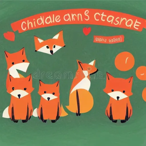 Image similar to full scene, children book illustration, fox, white background