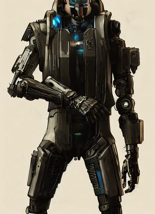 Prompt: jeff bezos as a menacing cyberpunk mercenary with robotic blade arms wearing a military vest and jumpsuit. dystopian. portrait by stonehouse and mœbius and will eisner and gil elvgren and pixar. realistic proportions. cyberpunk 2 0 7 7, apex, blade runner 2 0 4 9 concept art. cel shading. attractive face. thick lines.