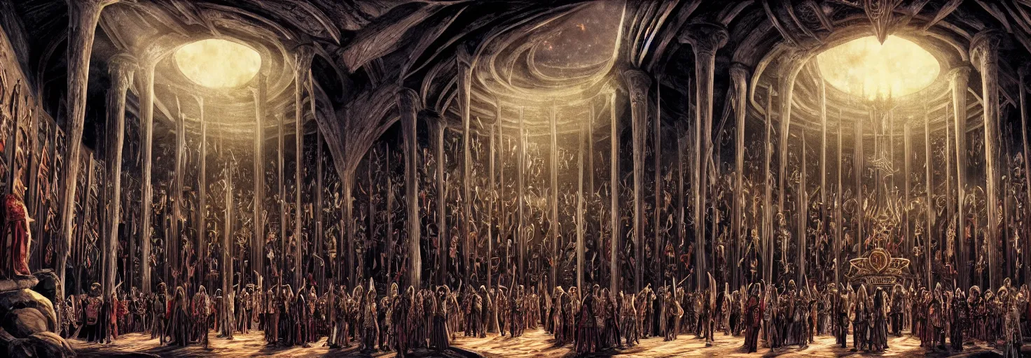 Prompt: the great hall of valhalla, hall of the slain in asgard