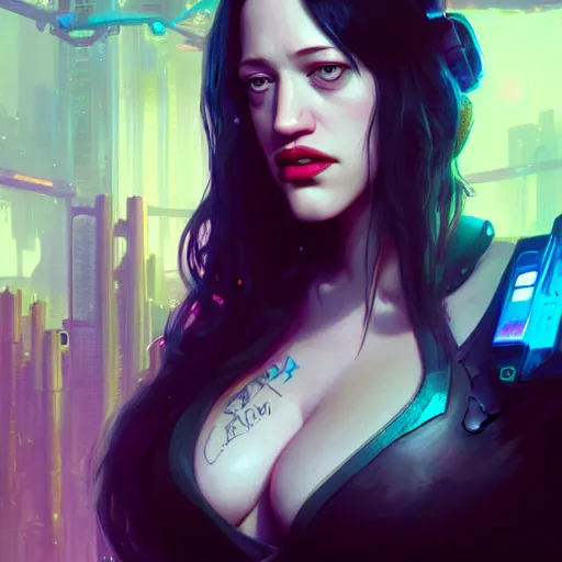 Prompt: highly detailed kat dennings, as a cyberpunk character, stephen bliss, unreal engine, fantasy art by greg rutkowski, loish, rhads, ferdinand knab, makoto shinkai and lois van baarle, ilya kuvshinov, rossdraws, tom bagshaw, global illumination, radiant light, detailed and intricate environment