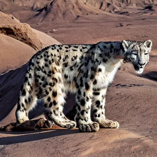 Image similar to a snow leopard in the desert