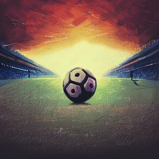 Image similar to detailed illustration of a football ball by alena aenami and annato finnstark