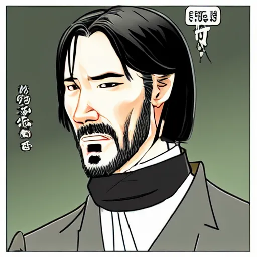 Image similar to John Wick in hanbok, comic style