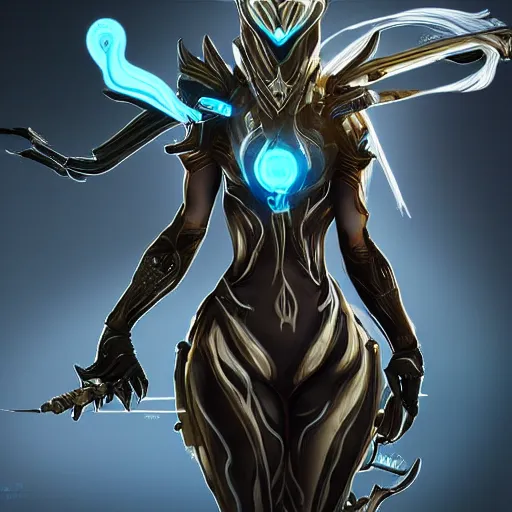 Prompt: highly detailed exquisite fanart, of female warframe, elegant pose, holding a kitgun, epic cinematic shot, DeviantArt, high quality artstation