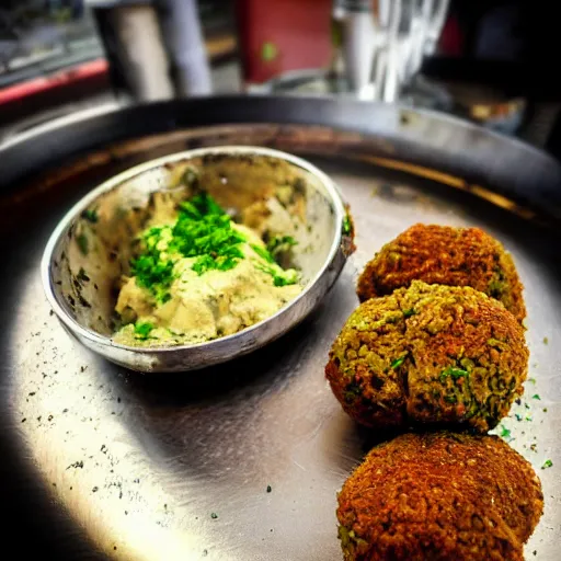 Prompt: high resolution photo of falafel, michelin star, very tasty, food photography, instagram, trending