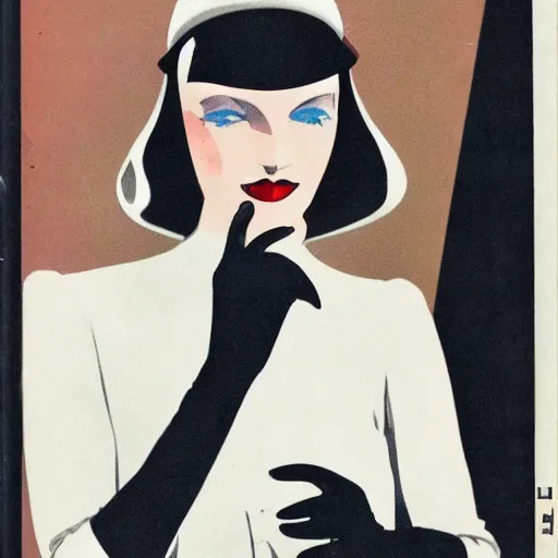 Image similar to paul pouiret art deco slanted hat tight silhouette gloves fashion chanel john lanvin vogue nineteen twenties