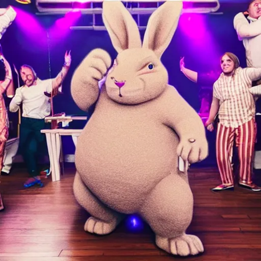 Image similar to big chungus dancing at a party