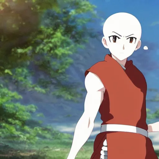 Prompt: “photrealistic 8k hd 2d anime warrior monk, Ufotable, White Fox, Kyoto Animation”