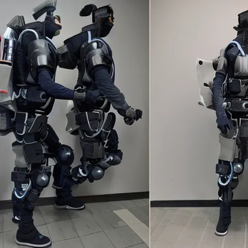 Image similar to a futuristic swat exosuit