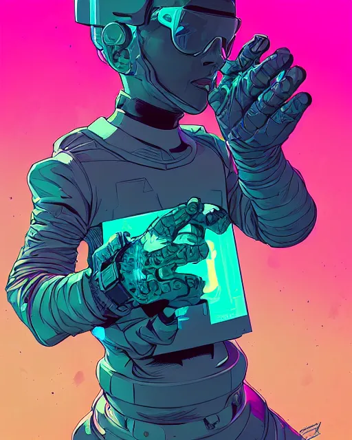 Image similar to a tiny kid with a huge power glove, bust shot, smooth, intricate, elegant, power aura, digital painting, artstation, concept art, sharp focus, illustration, art by josan gonzalez, high contrast