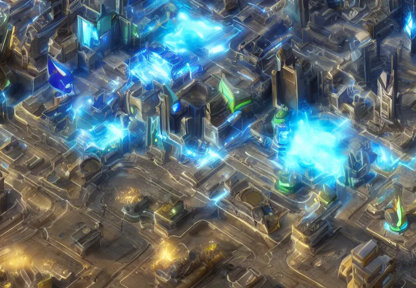 Image similar to protoss city beautiful art uhd 4 k, artstation, hdr, 4 k, incredible detail, cinematic lighting, unreal engine 5