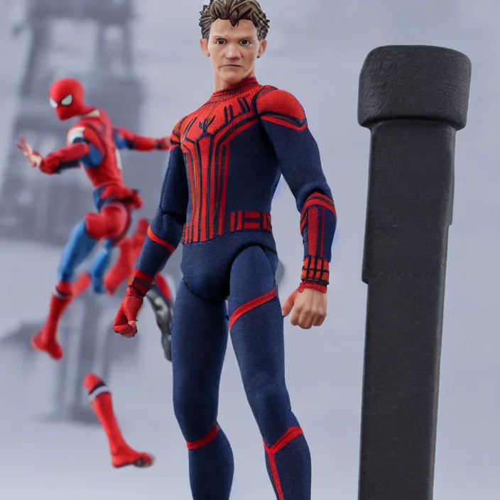 Image similar to detailed figure of tom holland, first 4 figures, detailed product photo