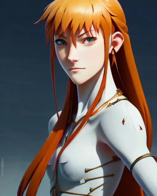 Image similar to azctec warrior, katherine mcnamara, detailed perfect face, exquisite details, fire magic, mid view, design on a white background, by studio muti, greg rutkowski makoto shinkai takashi takeuchi studio ghibli