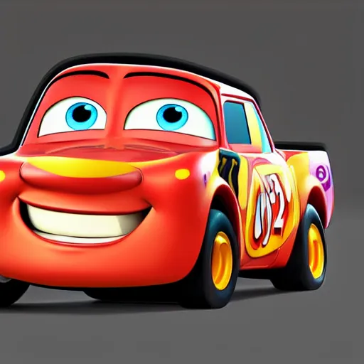 Image similar to a random pixar cars character, digital art, detailed