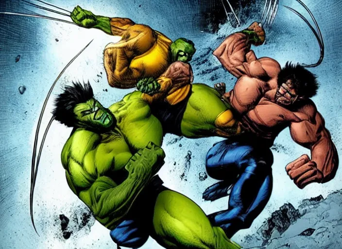 Image similar to wolverine fighting hulk