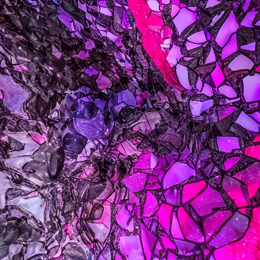 Prompt: light 3D!!!, purple shattered paint!, glowing lava!!!, conglomerate!, slush!!, organized composition!, abstract sculpture!!!!, black backdrop!, 4k!, award-winning photo!!!!