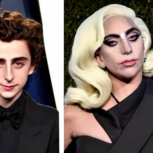 Prompt: timothee chalamet and lady gaga meet eachother