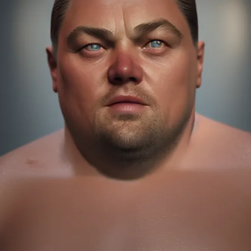 Image similar to hyperrealistic dslr film still of grotesquely morbidly obese leonardo dicaprio, stunning 8 k octane comprehensive 3 d render, inspired by istvan sandorfi & greg rutkowski & unreal engine, perfect symmetry, dim volumetric cinematic lighting, extremely hyper - detailed, extremely lifelike attributes & lifelike texture, intricate, masterpiece, artstation, stunning