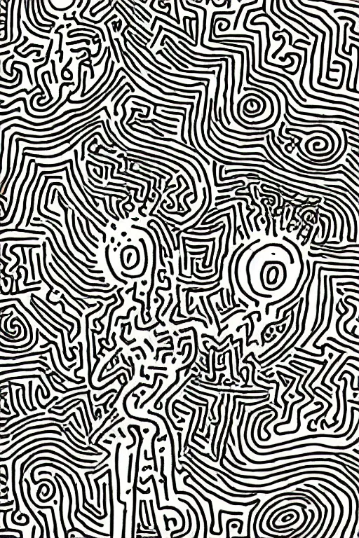 Image similar to junji ito x keith haring collaboration art, digital illustration