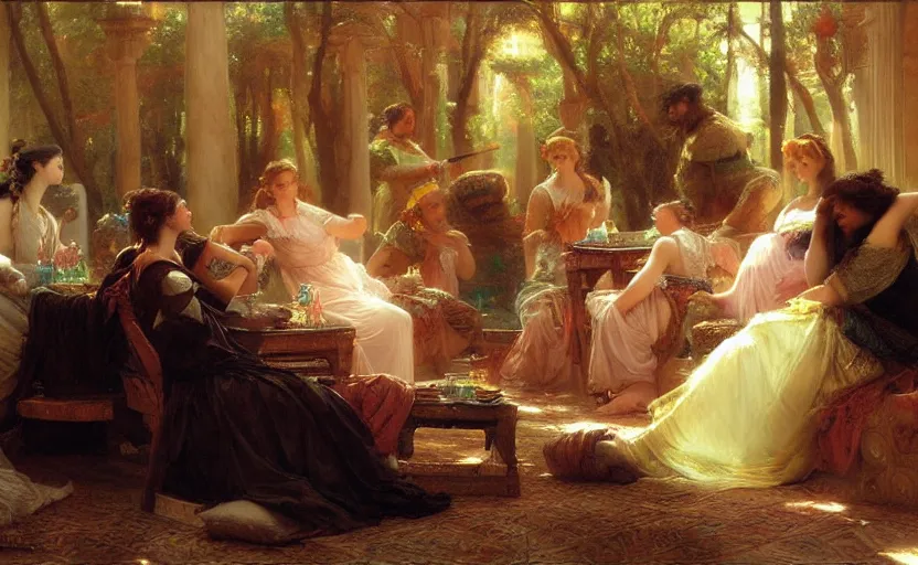 Image similar to roman lan party by pierre auguste cot and delphin enjolras and daniel f. gerhartz