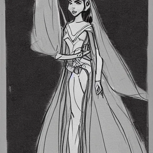 Image similar to milt kahl sketch of victoria justice as princess padme from star wars episode 3