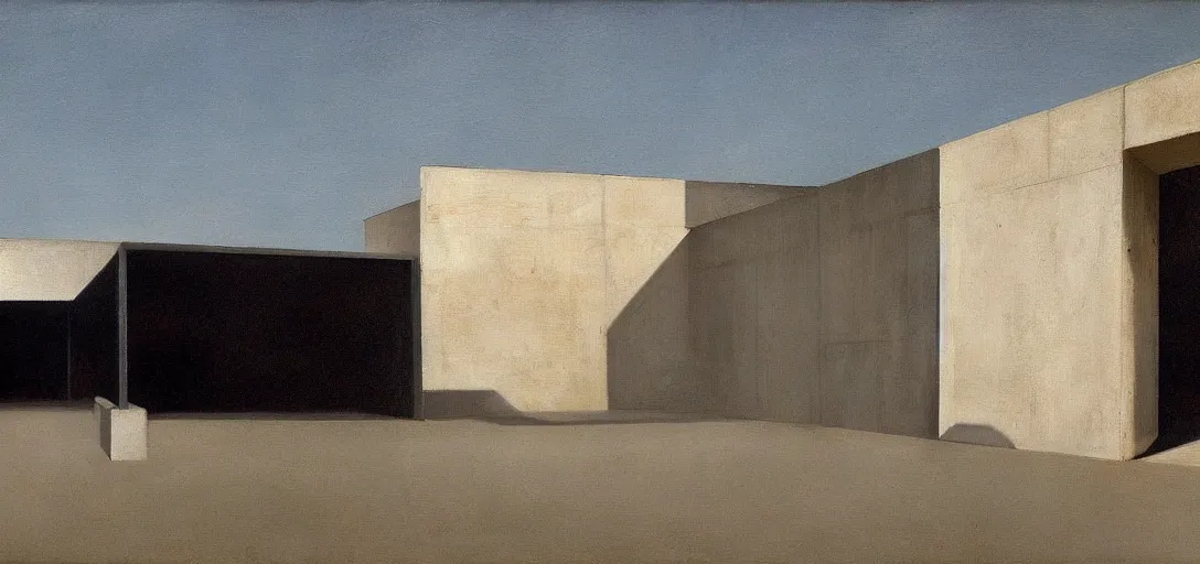 Image similar to painting by borremans, barcelona pavilion, detailed, stunning