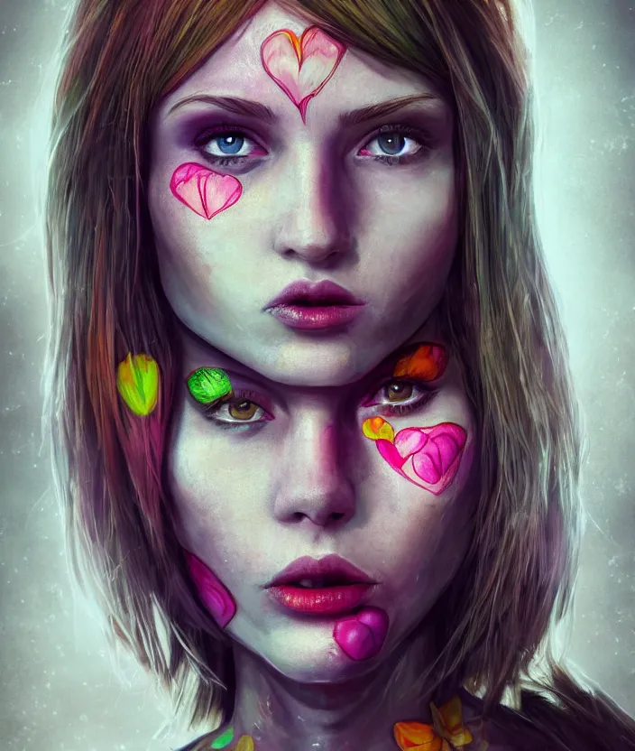 Prompt: step - sister gets stuck, realistic, aesthetic face, symmetrical face, female anatomy, female, bright, colorful, portrait, character portrait, concept art, symmetrical, 4 k, macro detail, realistic shadows, bloom, cosplay, deviant art