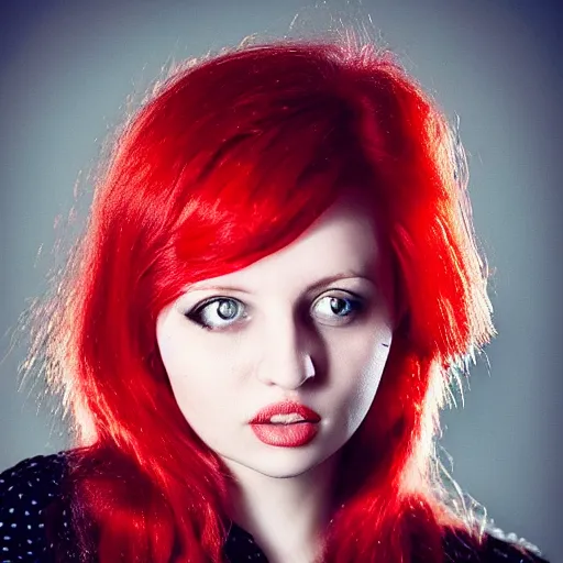 Prompt: portrait polina kouklina with red hair, high detail, dramatic light