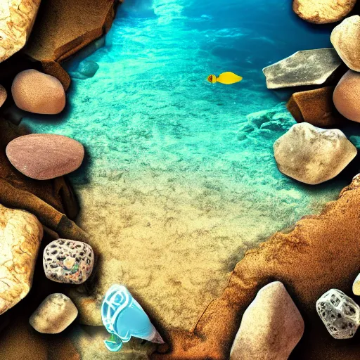 Prompt: underwater, sand, rocks, rpg background,