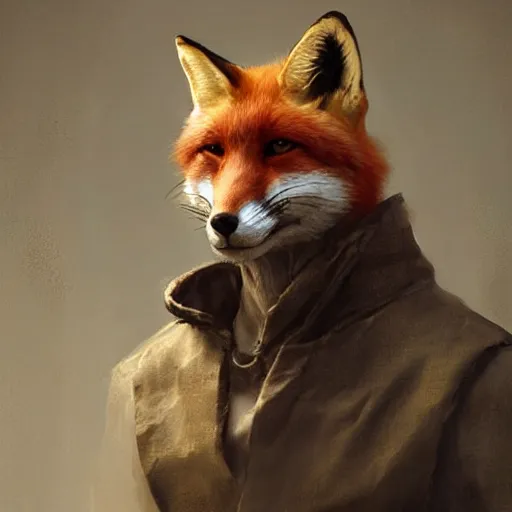 Prompt: fox foxman wearing a doctor outfit by ruan jia, portrait