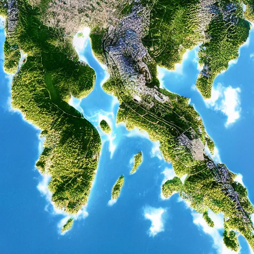 Prompt: isometric view of mainland southeast asia, high - detail, high accuracy, satellite image, fantasy,