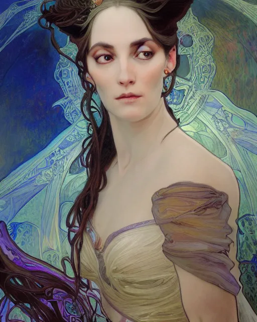 Image similar to wlop and alfons mucha detailed portrait digital rococo painting of a beautiful serious cat wearing fantasy clothing like liliana vess, villainess has black angel wings, evil mood, hellish battlefield in the background, unreal engine, embers flying, hyper realism, realistic shading, cinematic composition, blender render, octane render, ultrawide shot