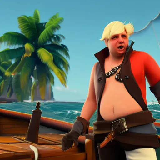 Image similar to Boris Johnson as a sea of thieves character