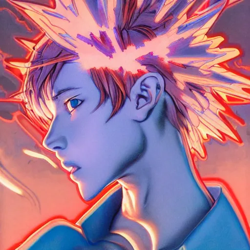 Image similar to prompt : azure lightning portrait soft light painted by james jean and katsuhiro otomo and erik jones, inspired by evangeleon anime, smooth face feature, intricate oil painting, high detail illustration, sharp high detail, manga and anime 1 9 9 9