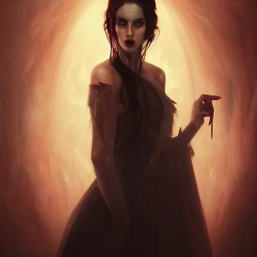 Prompt: portrait of a vampire woman, sad, cry, gloomy, blood, fire, intricate, elegant, highly detailed, digital painting, artstation, concept art, matte, sharp focus, illustration, octane render, unreal engine, art by aenaluck and roberto ferri and greg rutkowski, epic fantasy, digital painting