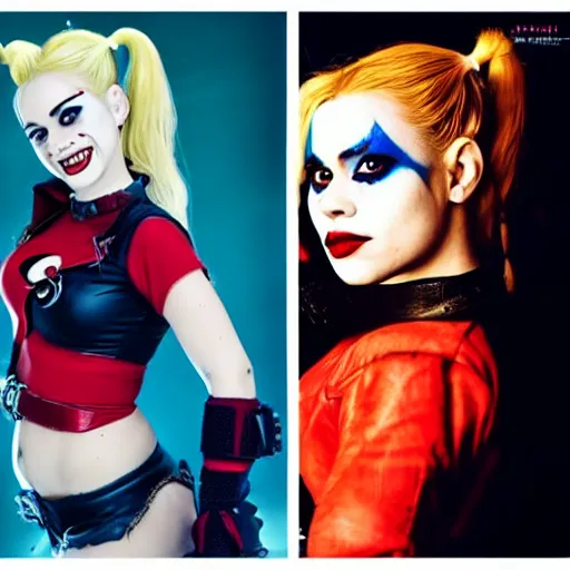 Image similar to scarlett johanneson as harley quinn, golden ratio, hd, centered