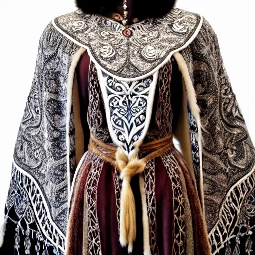 Prompt: photo of a real-life very beautiful nordic princess ornate cloak, highly detailed