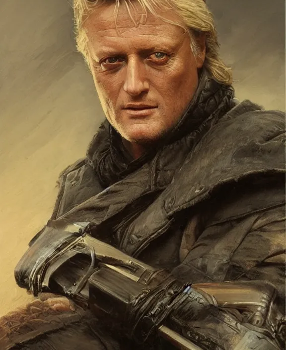 Image similar to portrait of rutger hauer, highly detailed painting by gaston bussiere, craig mullins, j. c. leyendecker 8 k