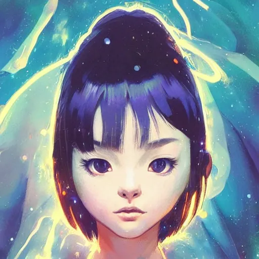 Image similar to A space realistic cat with big and cute eyes, fine-face, realistic shaded perfect face, fine details. realistic shaded lighting poster by Ilya Kuvshinov katsuhiro otomo ghost-in-the-shell, magali villeneuve, artgerm, Jeremy Lipkin and Michael Garmash, Rob Rey and Kentarõ Miura style, trending on art station