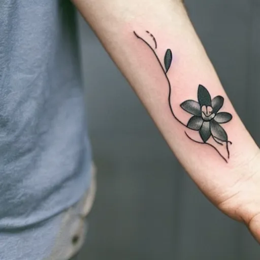 Image similar to simple tattoo of an orchid sprouting from the earth