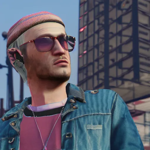 Prompt: lil peep in grand theft auto 5, hd screenshot