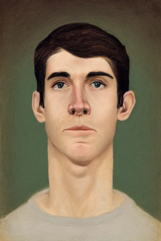 Prompt: Portrait of a Brown hair young male with an anguished face. Round green eyes, set handsomely within their sockets, watch delightfully over the country they\'ve defended for so long. A gunshot left a mark stretching from the bottom of the left cheekbone, first running towards his fairly big lips and ending under his left eye leaving a painful burden of his reckless luck. A true pioneer among goblins. He stands seductively among others, despite his light frame painted by Wayne Barlowe, Greg Rutkowski, zdislav beksinski, Francis Bacon, trending on artstation, artstationHD, artstationHQ, 4k, 8k