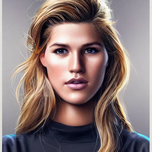 Image similar to eugenie bouchard in the style of stefan kostic, realistic, full body, sharp focus, 8 k high definition, insanely detailed, intricate, elegant, art by stanley lau and artgerm