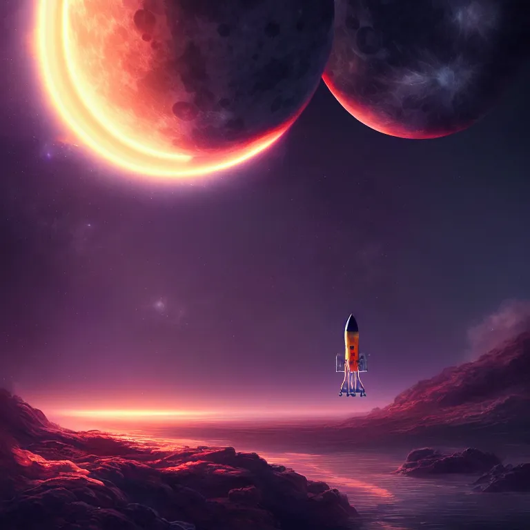 Image similar to epic professional digital art of 🚀 🌕 🌏 🔥 , best on artstation, cgsociety, wlop, cosmic, epic, stunning, gorgeous, much detail, much wow, masterpiece