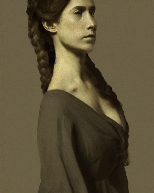 Image similar to foliage of a woman's face in profile, in the style of the Dutch masters and Gregory Crewdson, dark and moody