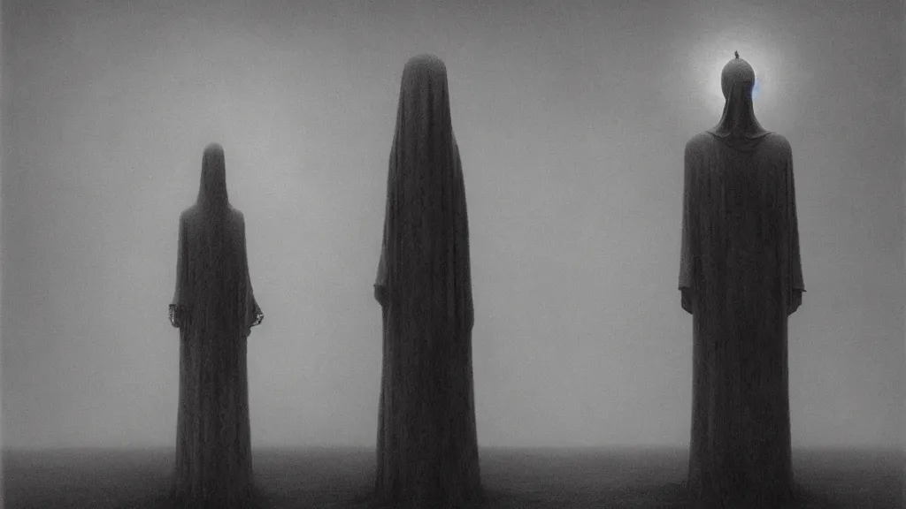 Prompt: the lonely specter by Zdzisław Beksiński, cinematic